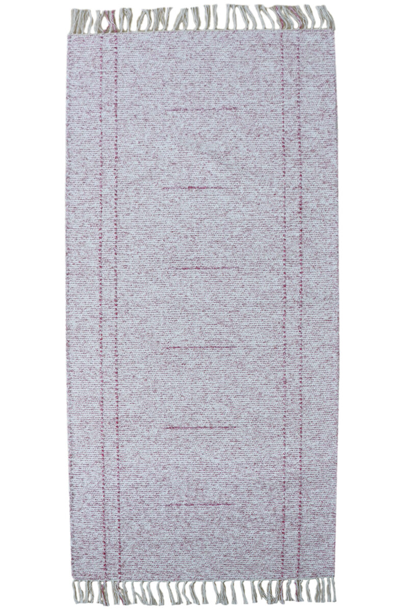 Roosa-valkoinen puuvillamatto hennoilla raidoilla koko 81x210cm