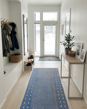 Ruutu käytävämatto sininen 65 cm