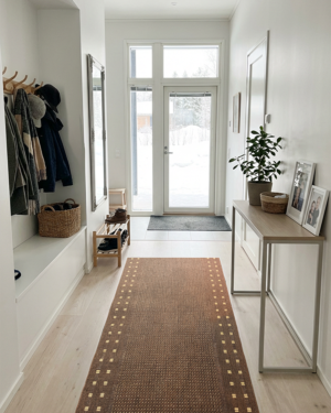 Ruutu käytävämatto tummanruskea 100 cm