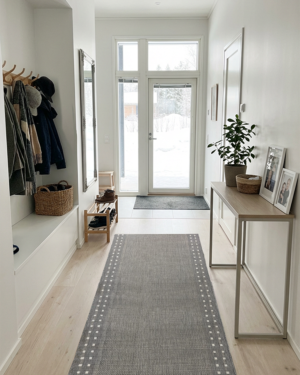 Ruutu käytävämatto vaaleanharmaa 80 cm