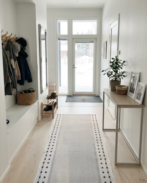 Ruutu käytävämatto valkoinen 100 cm